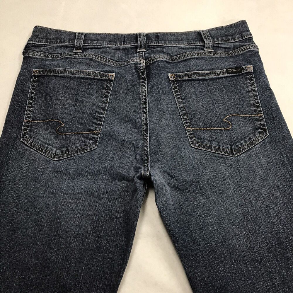 SILVER Athletic Jean Men 36x28 (36/30 tag) Dark Wash Whiskered Stretch Denim - Picture 5 of 15